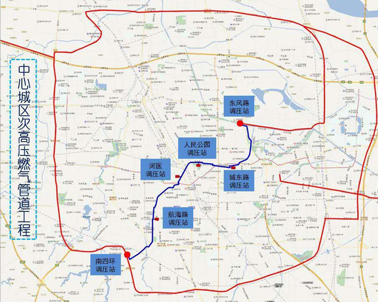 规划线路途径二七区,中原区,金水区和郑东新区,管线主体主要沿东风路图片