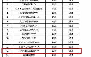 扬州公道中学顺利晋升为江苏省四星级高中