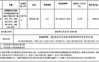 成都高投资产经营管理有限公司资产出租公告