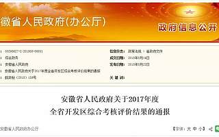 喜讯！全省开发区综合考核评价结果发布，合肥高新区夺得冠军