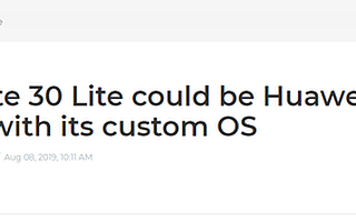 预计华为Mate 30 lite将使用鸿蒙操作系统