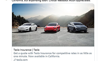 马斯克售卖特斯拉汽车保险，比传统保险便宜20%，率先在美国上线