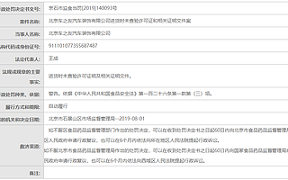 北京車之友汽車裝飾有限公司涉嫌違反《食品安全法》 受北京市場監管局警告處罰