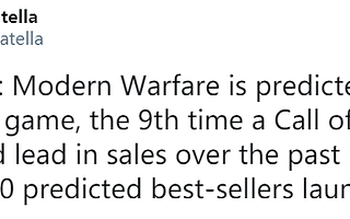 NPD：预计2019年美国销量第一的游戏将是《使命召唤：现代战争》