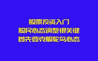 新股民入市，心态调整很关键，首先要克服鸵鸟式的投资心态