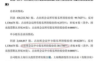巨人網絡增資持有螞蟻金服股份的巨堃網絡 3成中小投資者投反對票