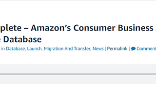 Amazon消費者業務宣布永久關閉Oracle數據庫