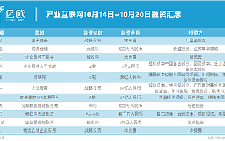 产业互联网回顾（1014~1020）：今年上半年TMT行业投资金额三年最低