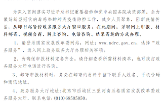 国家发改委:暂停政务服务大厅窗口服务,推网上申办