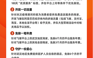 6个月免年费免佣金、3个月贷款免息，飞猪扶助举措为武汉及湖北商家加油