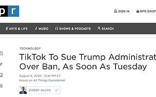 TikTok最快將于周二就禁令起訴特朗普政府