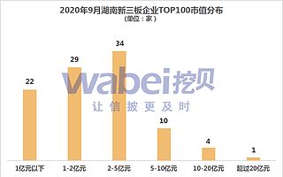 2020年9月湖南新三板企業市值TOP100 上榜門檻0.54億元