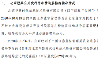 華路時代進入精選層輔導期：輔導機構為太平洋證券 上半年凈利增長82%