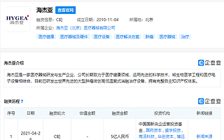 醫(yī)療器械研發(fā)與生產(chǎn)企業(yè)“海杰亞”完成C輪融資，金額5億元