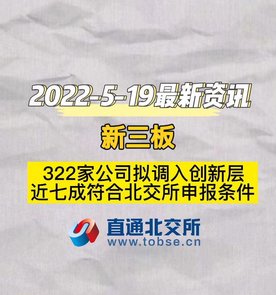 新三板　322家公司拟调入创新层　近七成符合北交所申报条件