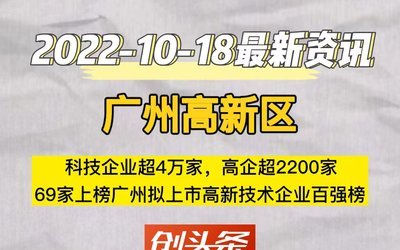 广州高新区:科技企业超4万家，高企超2200家,69家上榜广州拟上市高新技术企业百强榜