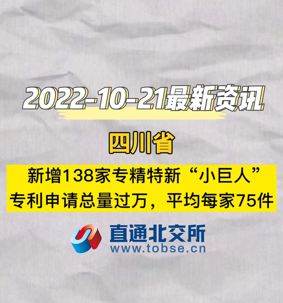 四川省：新增138家专精特新“小巨人”，专利申请总量过万，平均每家75件
